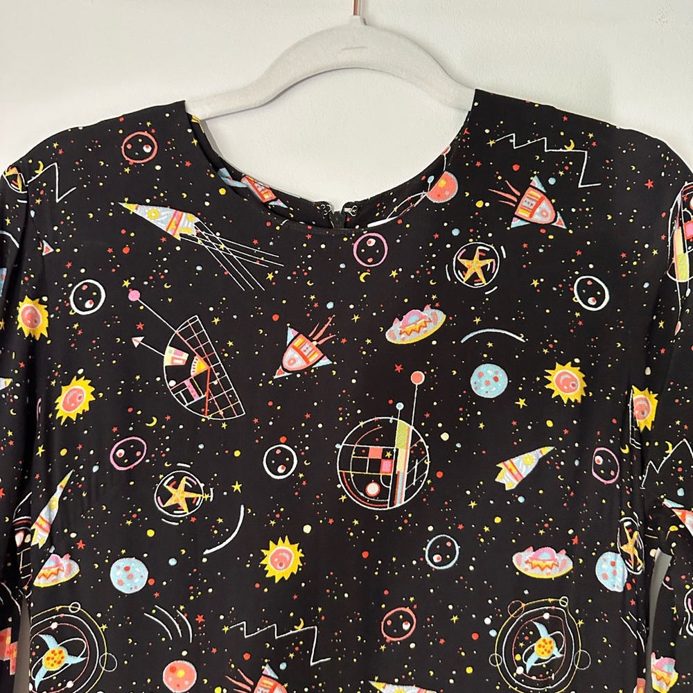 & other stories black long dress with space, planet and rockets pattern - Picture 4 of 5